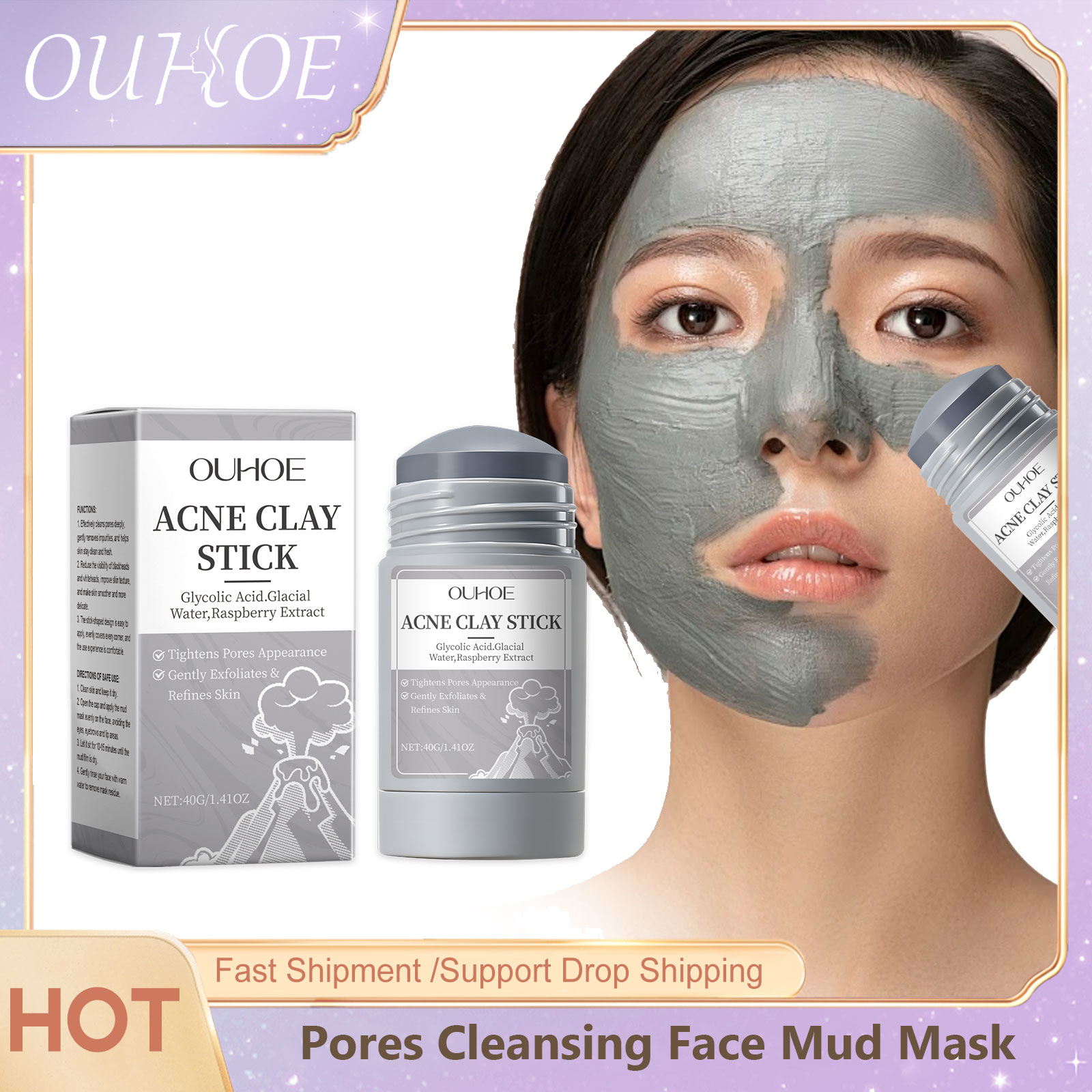 Bentonite Clay Mask - Oczyszczanie porów maska ​​glinkowa błoto zmniejszające