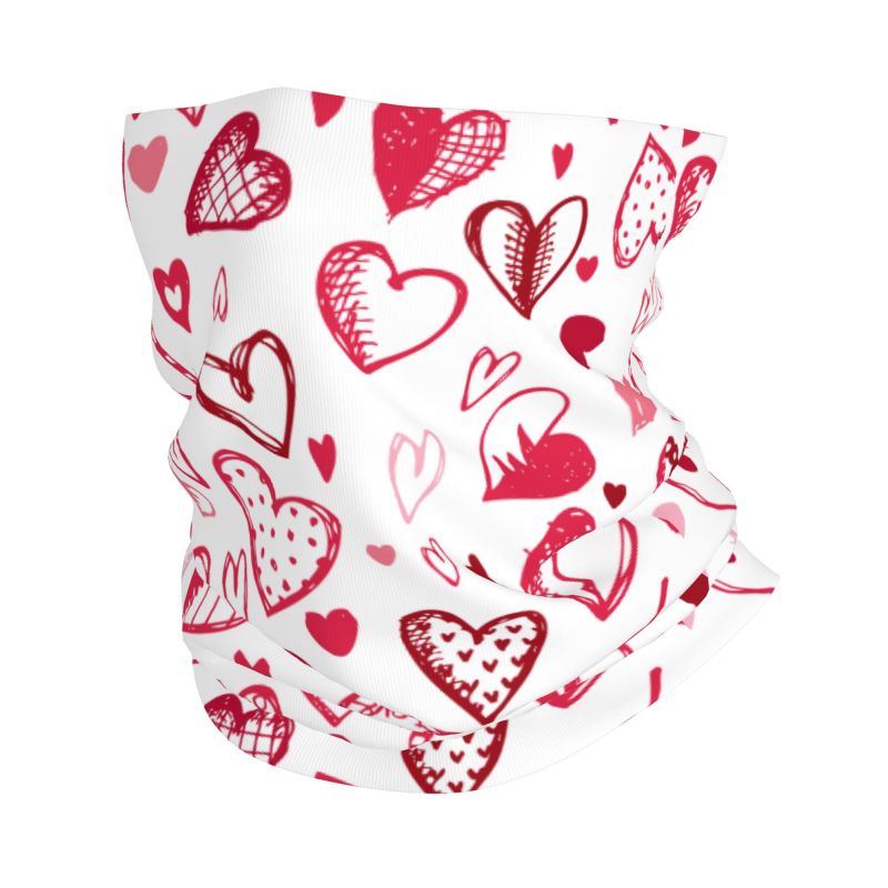 Skincare Pink - Różowo-czerwona bandana z serduszkami, ocieplacz na